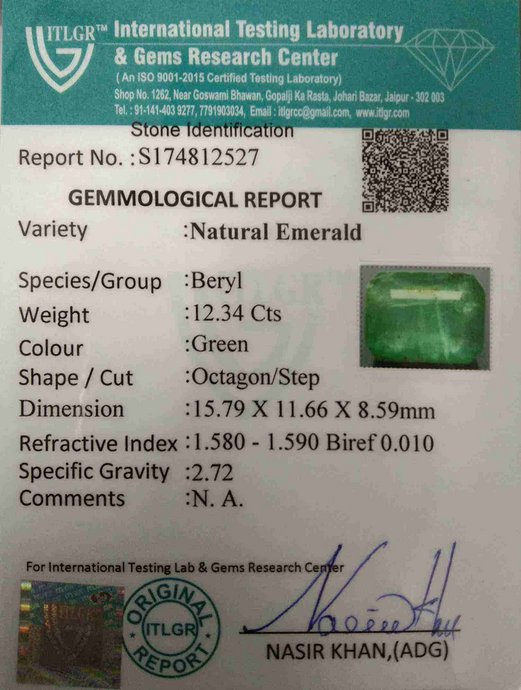 Emerald - 12.34 Carat