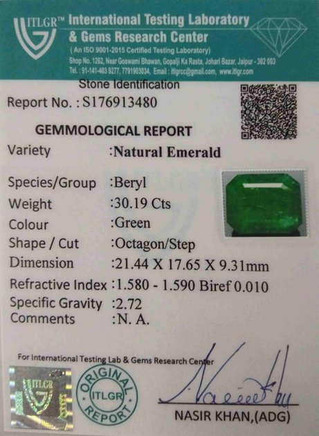 Emerald - 30.19 Carat