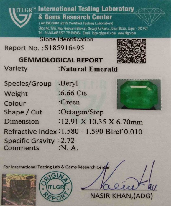 Emerald - 6.66 Carat