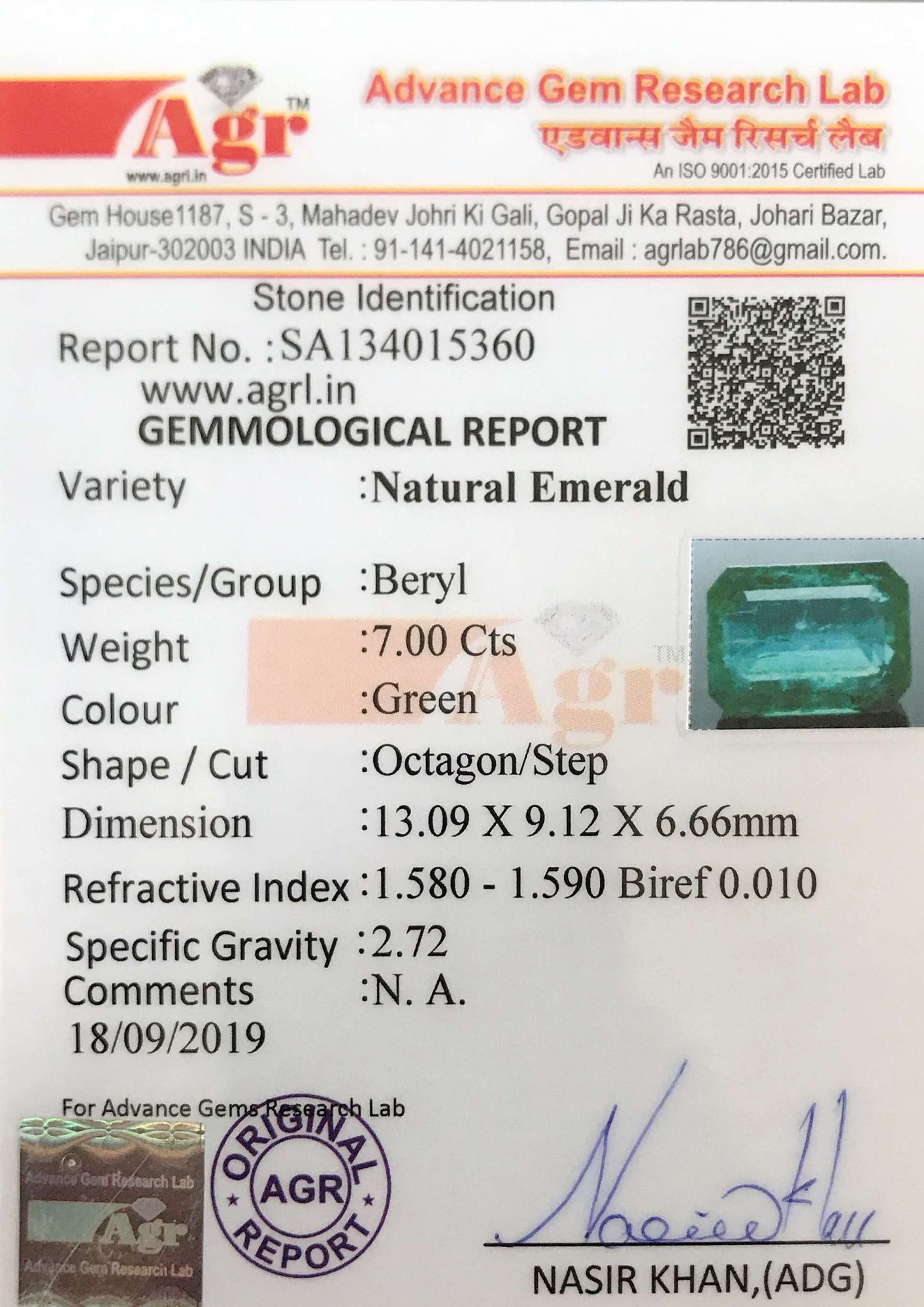Emerald - 7.00 carat