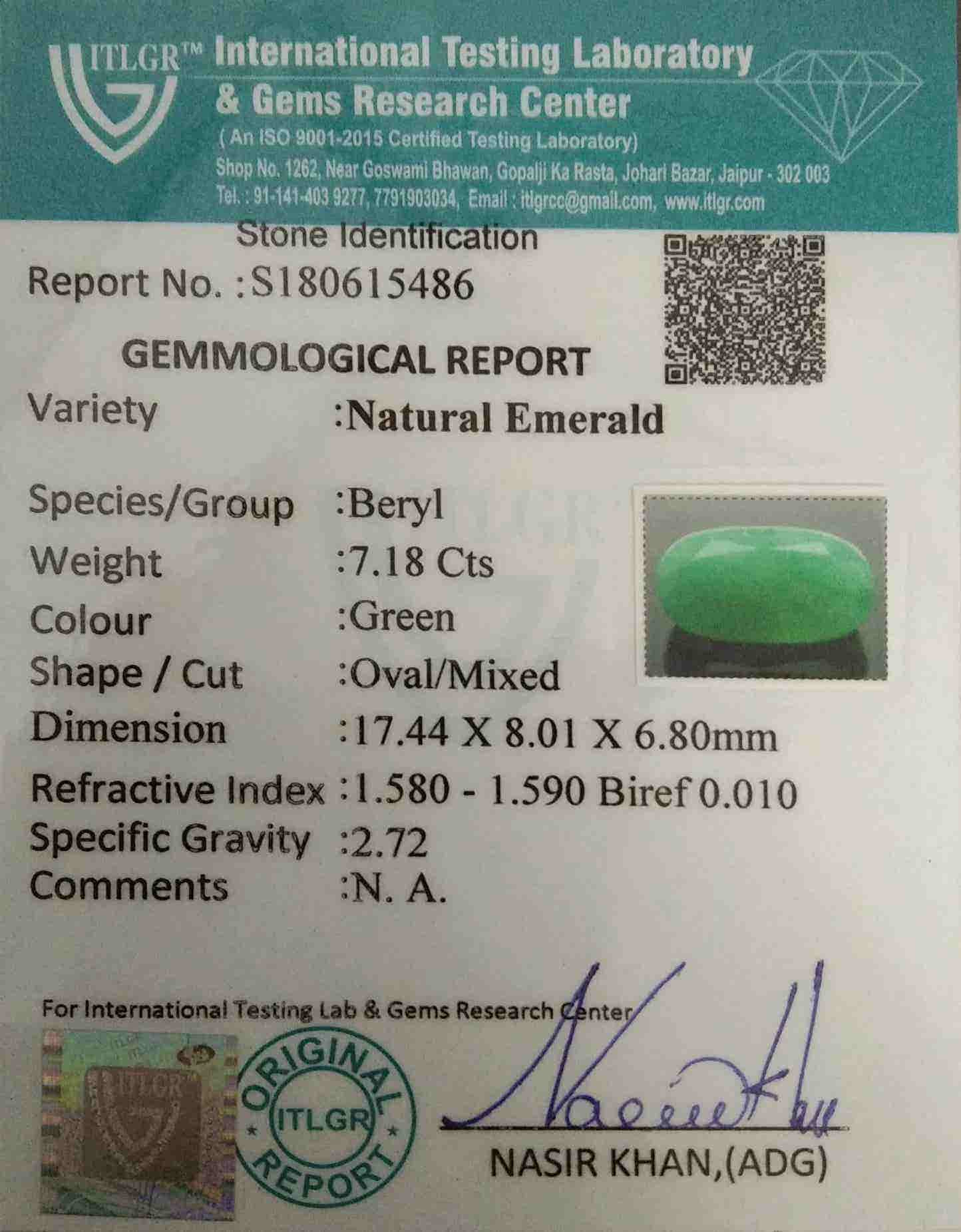 Emerald - 7.18 Carat
