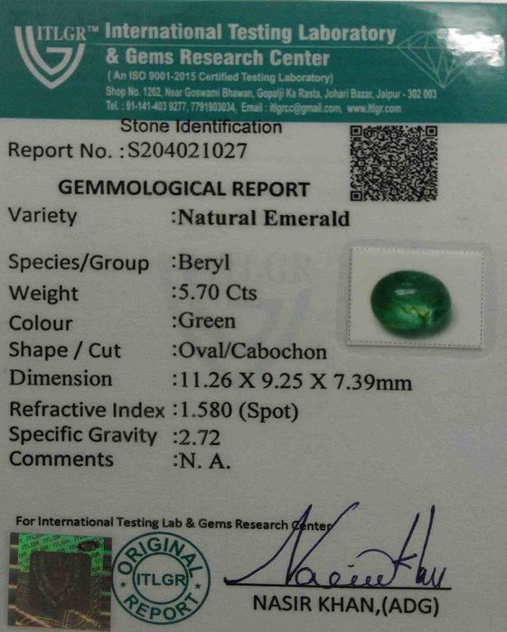 Emerald Cabochon - 5.70 Carat