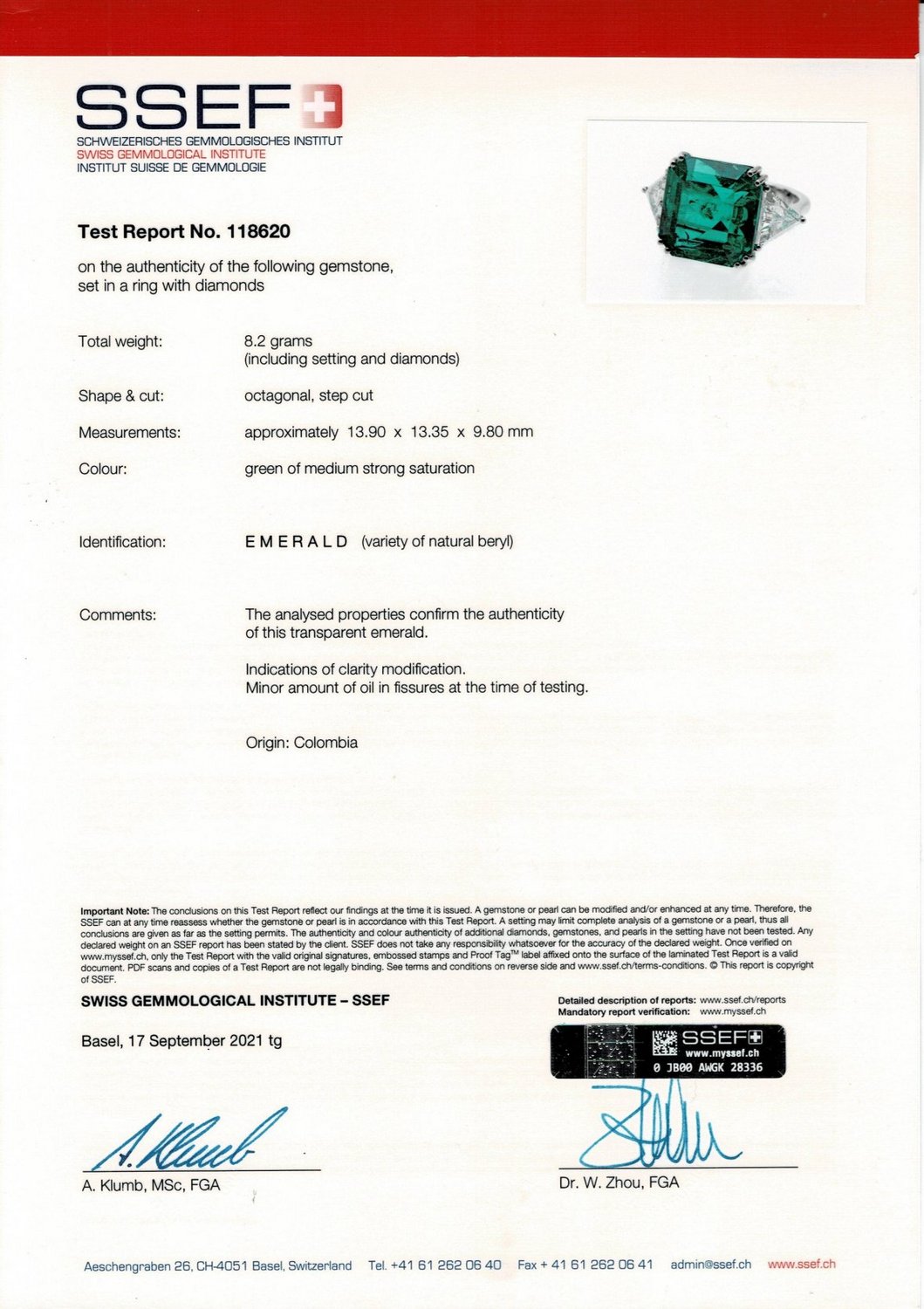 Emerald Colombia - 12.7 Carat