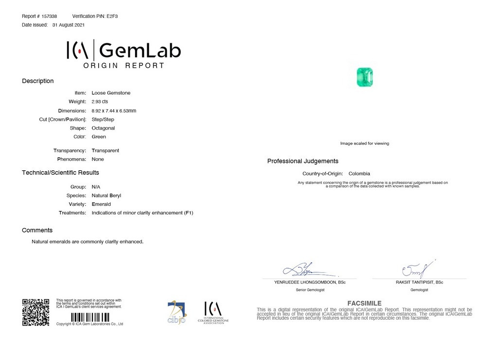 Emerald Colombia - 2.93 Carat