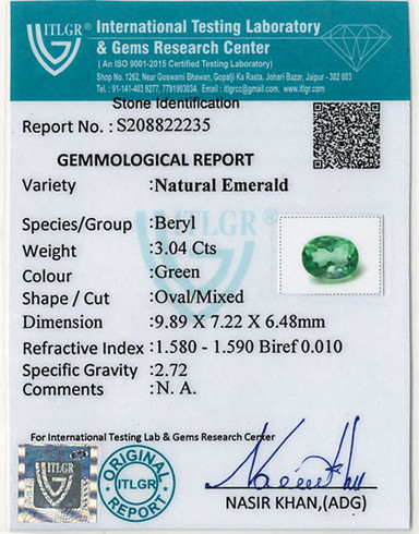 Emerald Colombia - 3.04 Carat