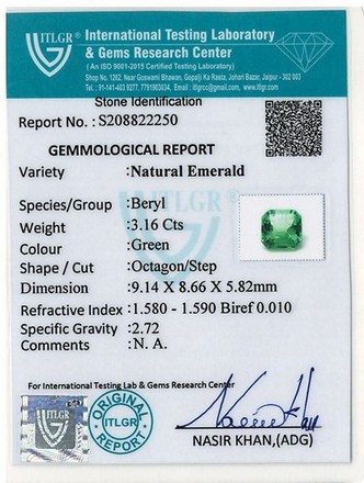 Emerald Colombia - 3.16 Carat