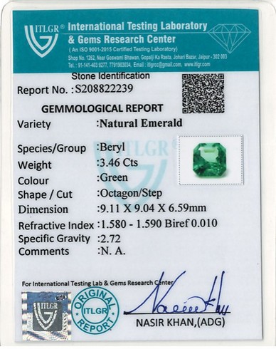 Emerald Colombia - 3.46 Carat