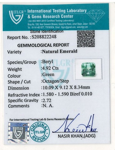 Emerald Colombia - 4.92 Carat