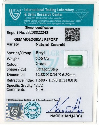 Emerald Colombia - 5.56 Carat