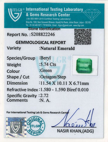 Emerald Colombia - 5.74 Carat