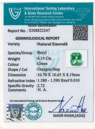 Emerald Colombia - 6.14 Carat
