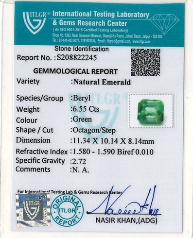 Emerald Colombia - 6.55 Carat