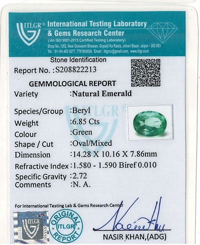 Emerald Colombia - 6.85 Carat