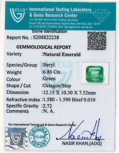Emerald Colombia - 6.86 Carat