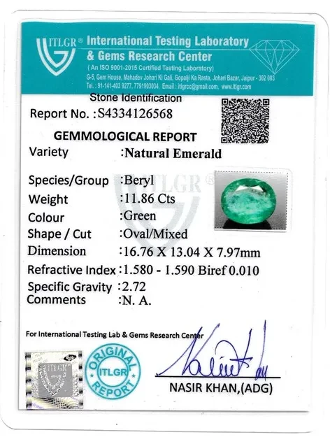 Emerald (Panna) - 11.86 Carat