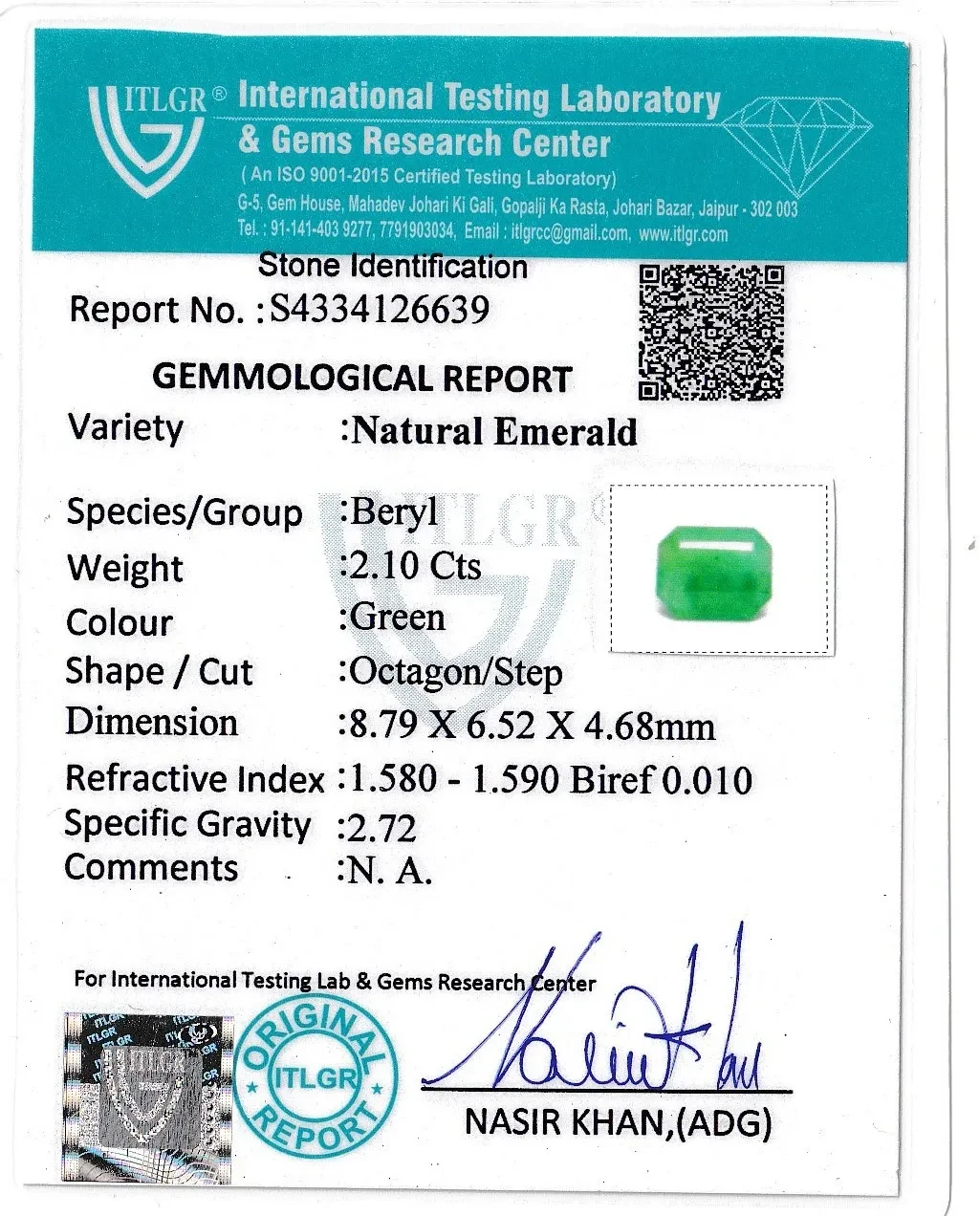 Emerald (Panna) - 2.1 Carat