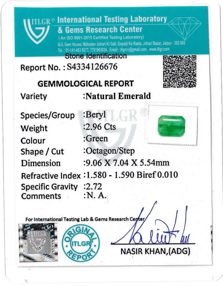 Emerald (Panna) - 2.96 Carat