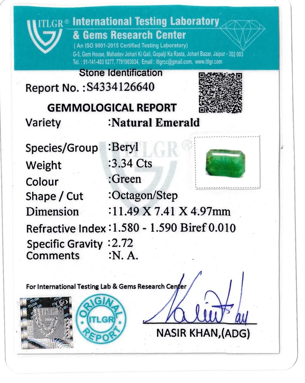 Emerald (Panna) - 3.34 Carat