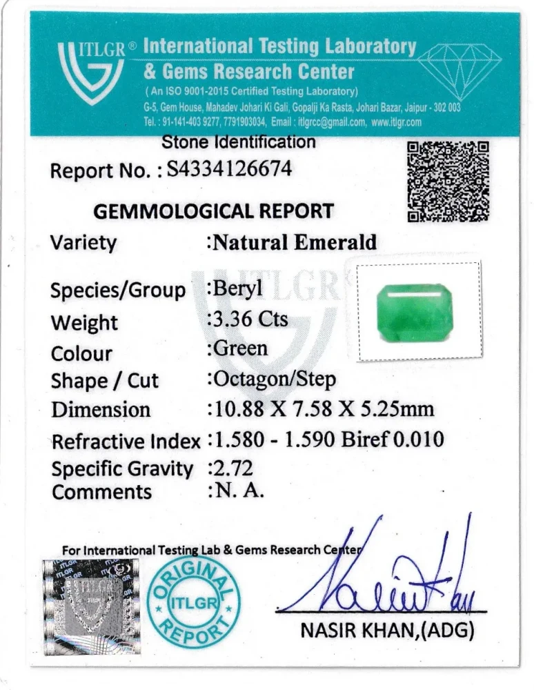 Emerald (Panna) - 3.36 Carat