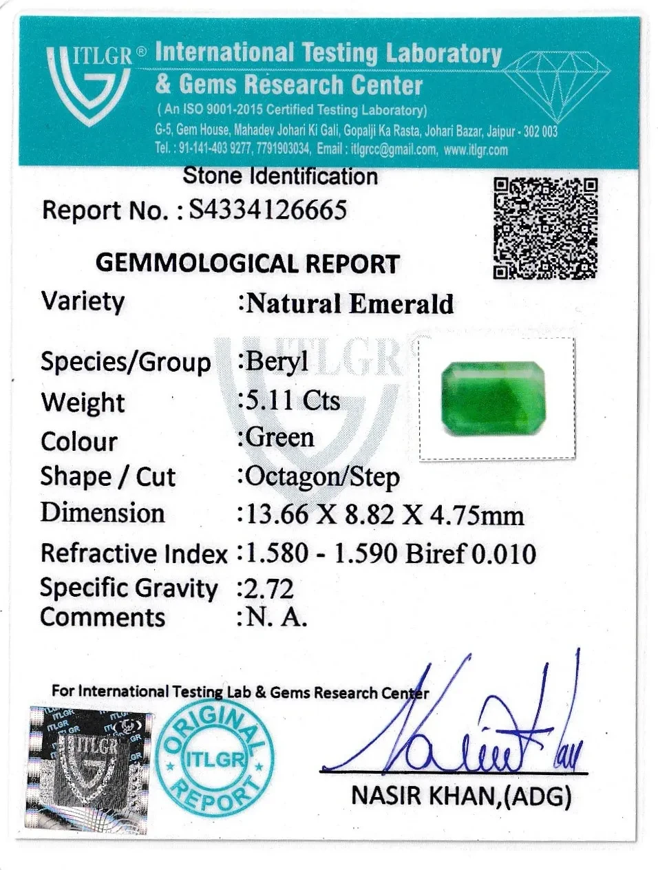 Emerald (Panna) - 5.11 Carat