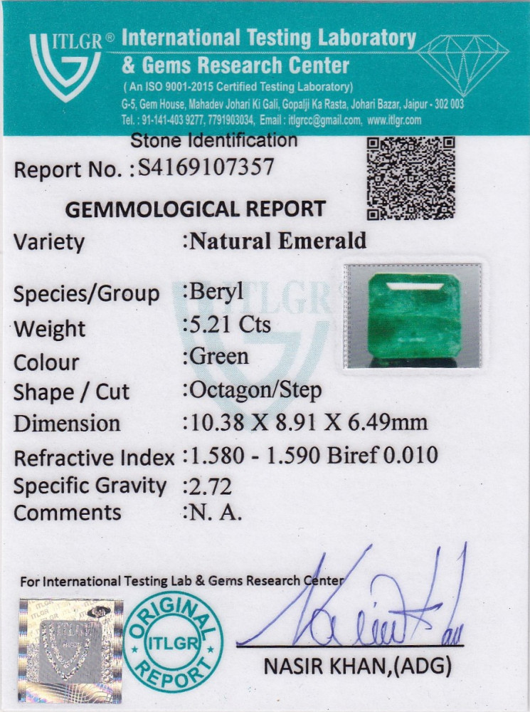Emerald (Panna) - 5.21 Carat
