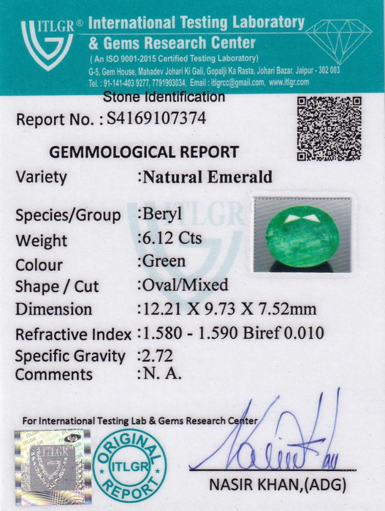 Emerald (Panna) - 6.12 Carat