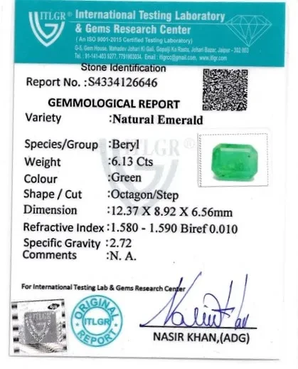 Emerald (Panna) - 6.13 Carat