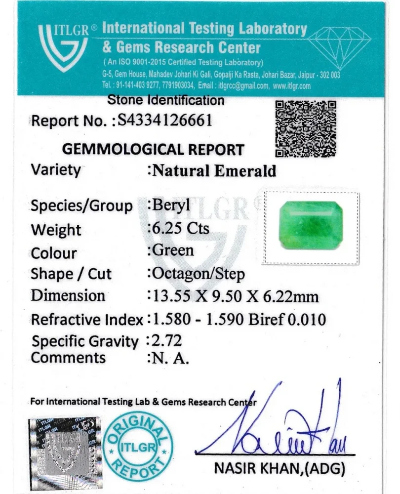 Emerald (Panna) - 6.25 Carat