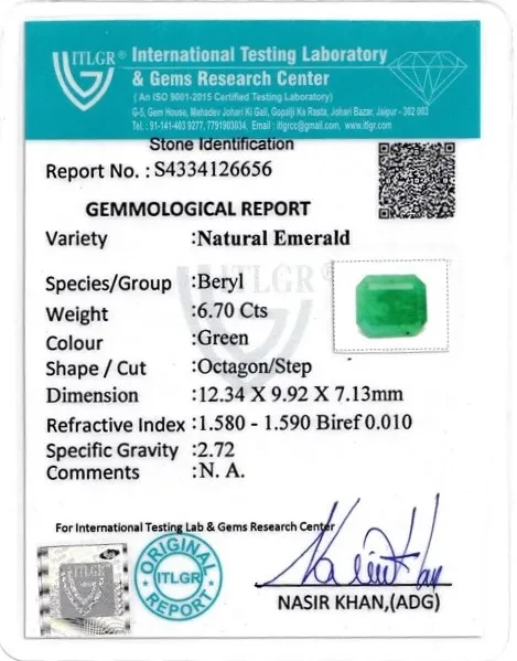 Emerald (Panna) - 6.7 Carat