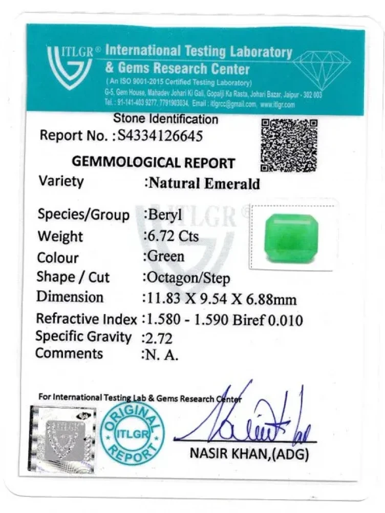 Emerald (Panna) - 6.72 Carat