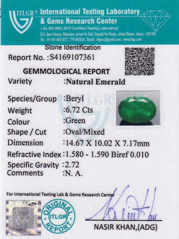 Emerald (Panna) - 6.72 Carat