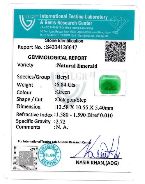 Emerald (Panna) - 6.84 Carat