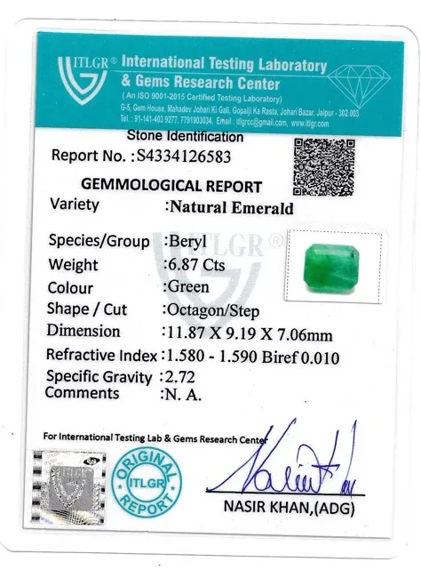Emerald (Panna) - 6.87 Carat