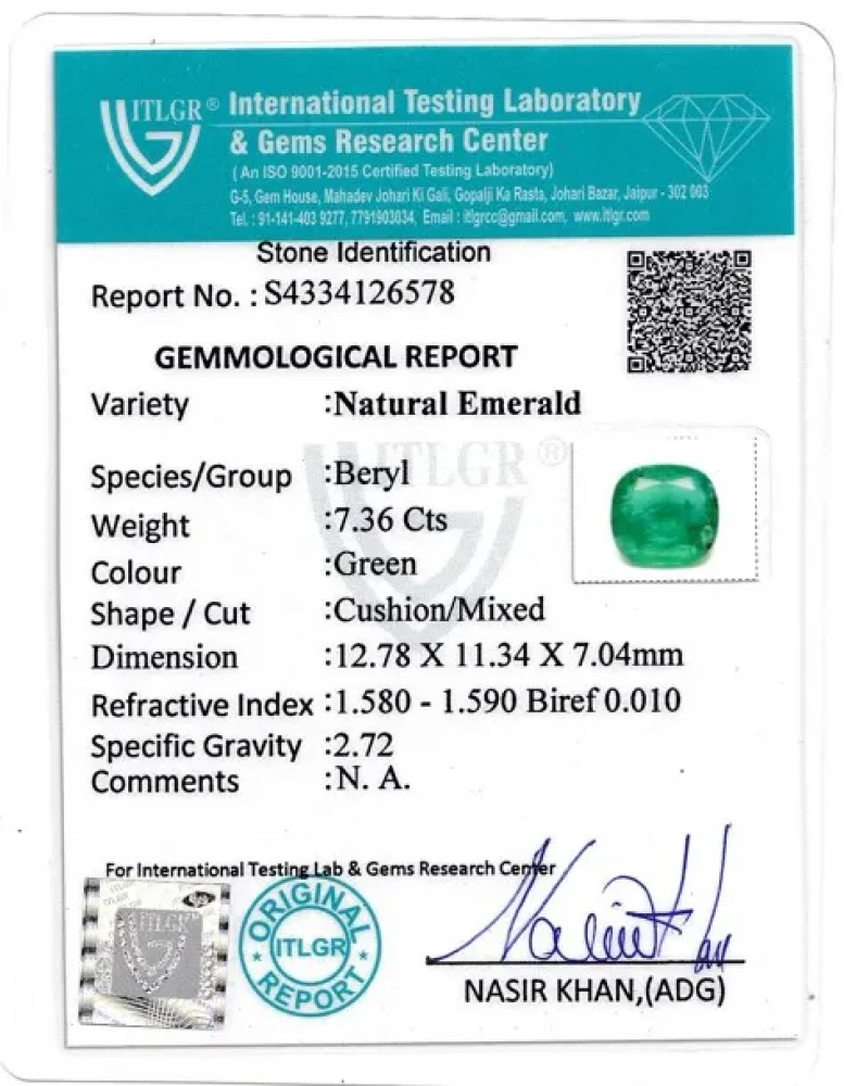 Emerald (Panna) - 7.36 Carat