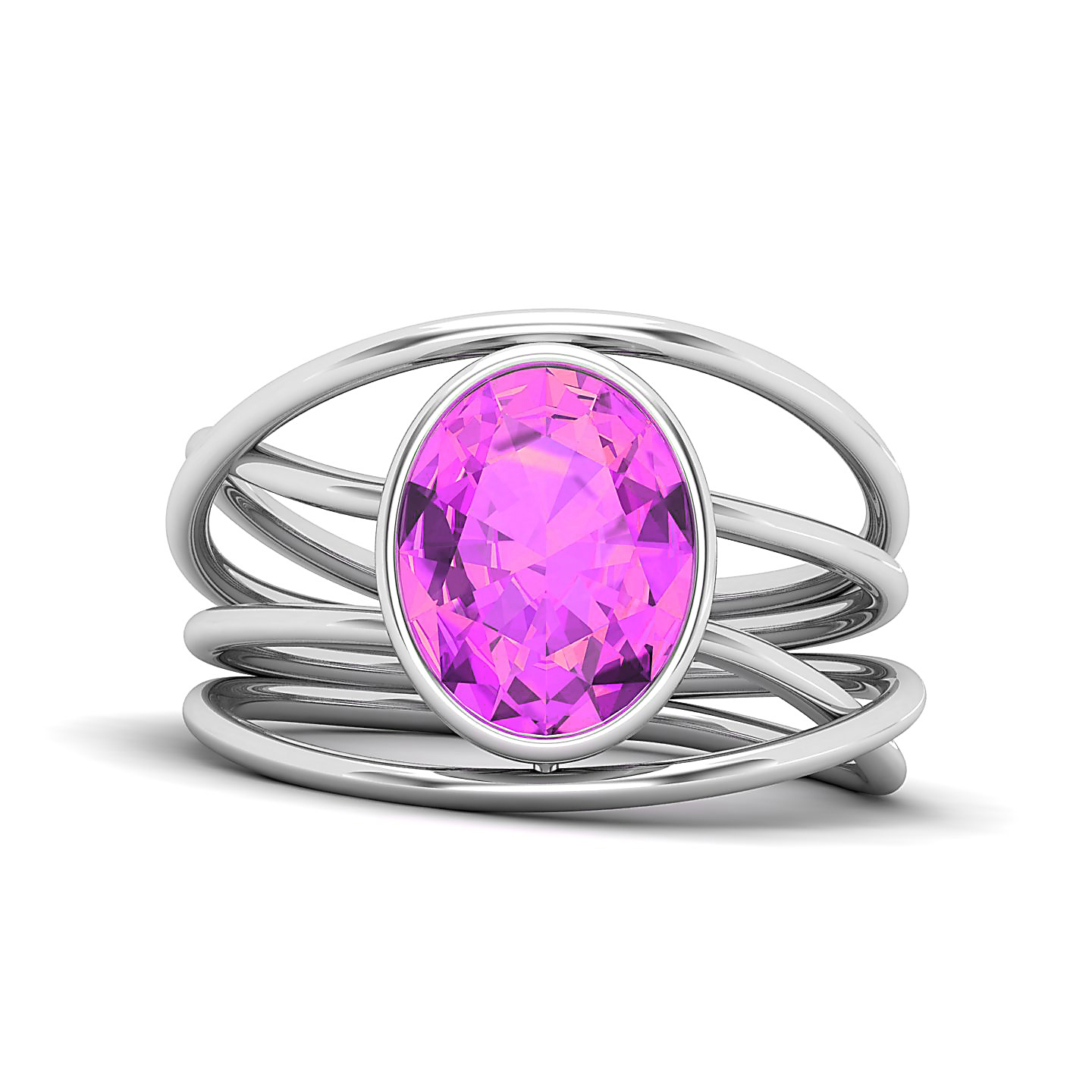 Galaxy Swirling Band Pink Sapphire Ring