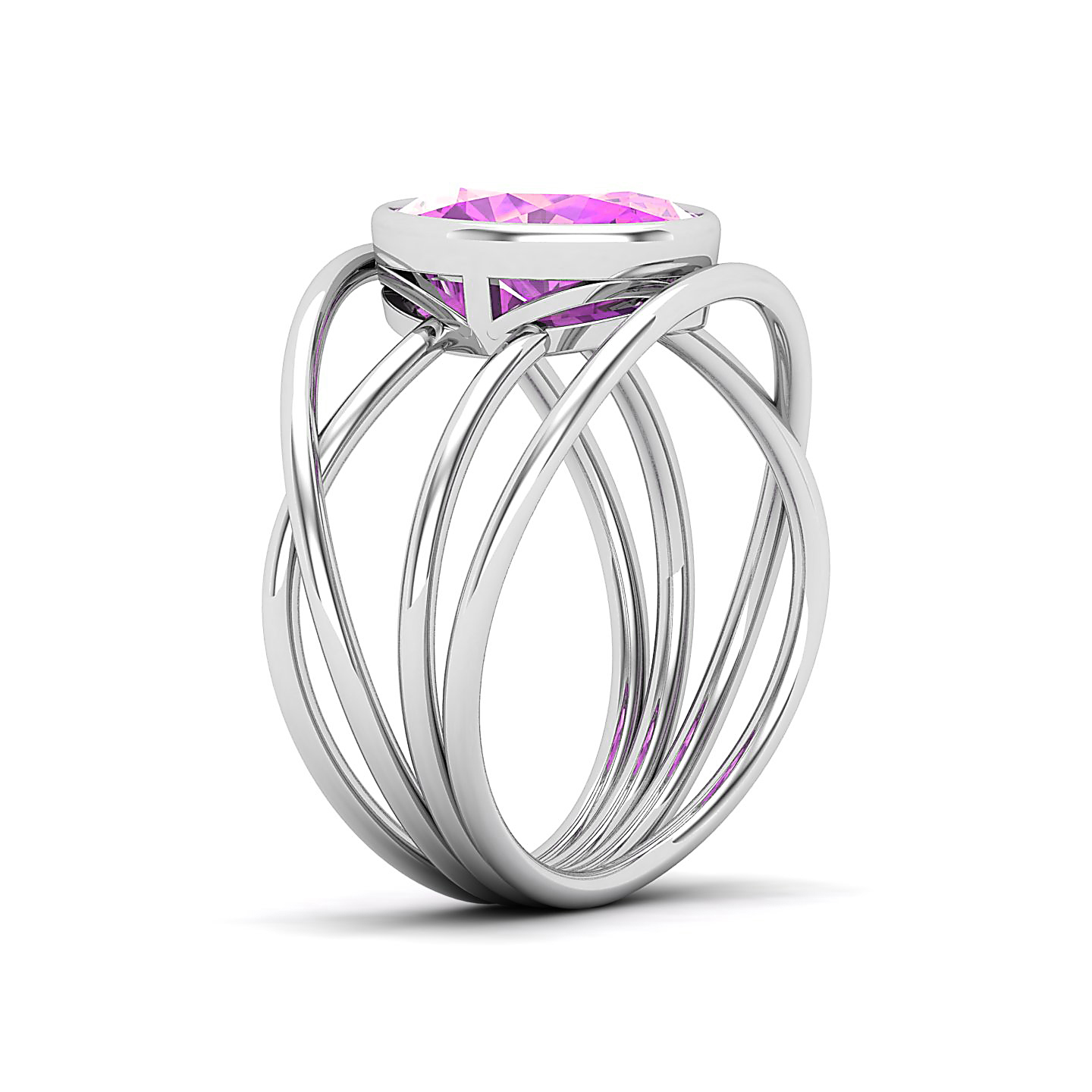 Galaxy Swirling Band Pink Sapphire Ring