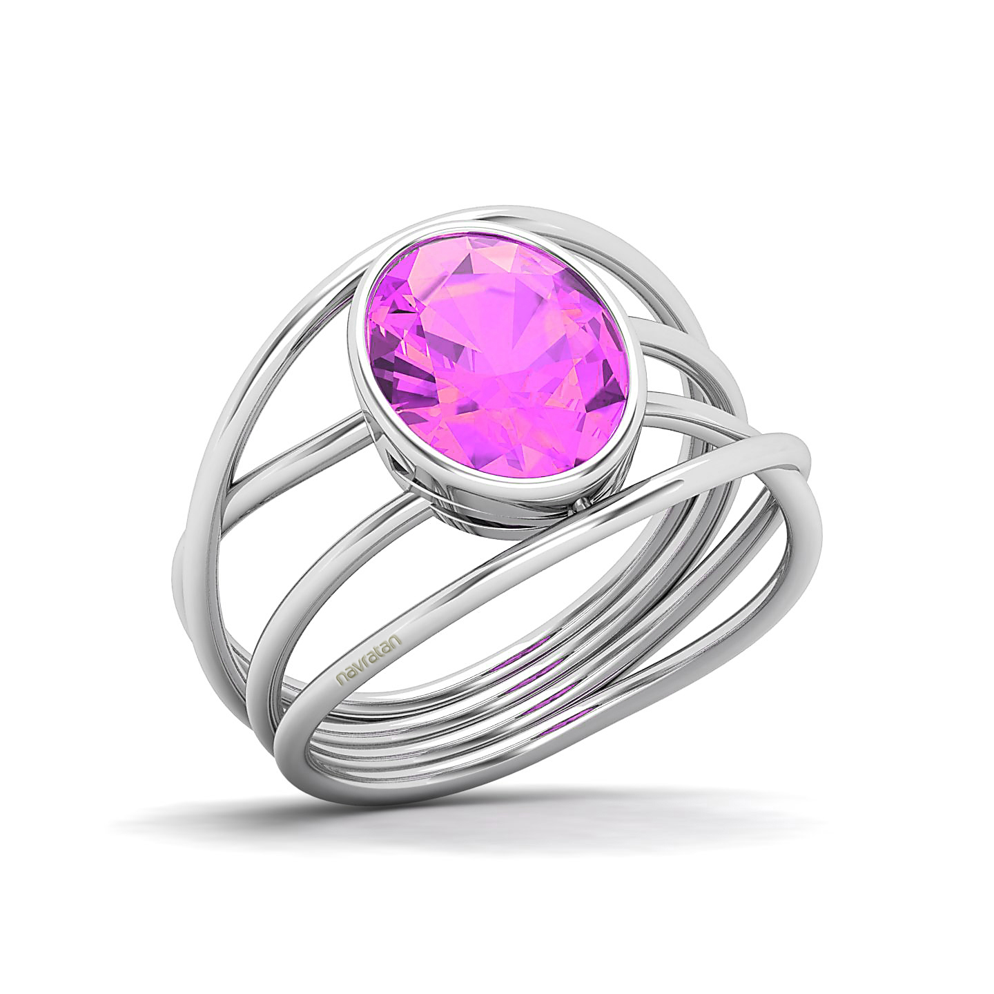 Galaxy Swirling Band Pink Sapphire Ring