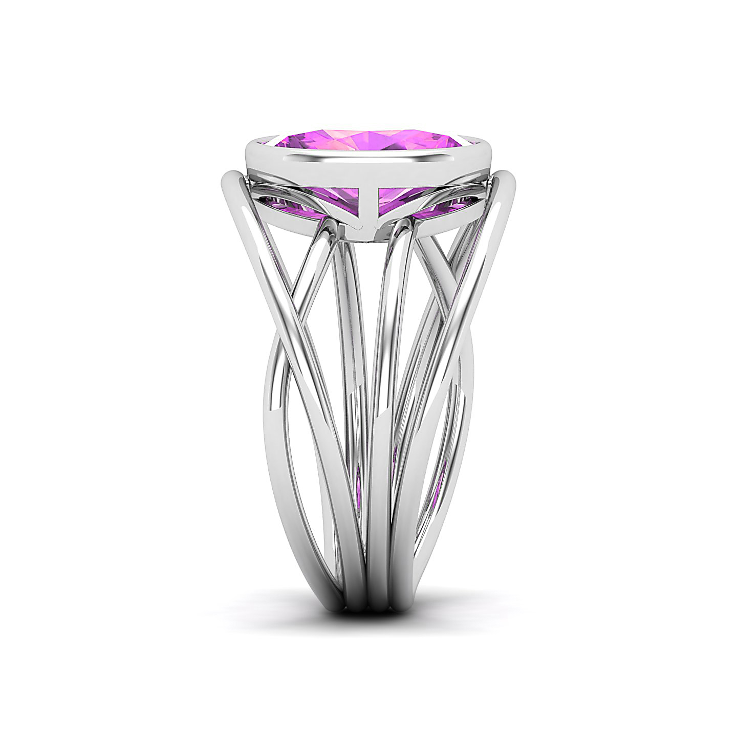 Galaxy Swirling Band Pink Sapphire Ring