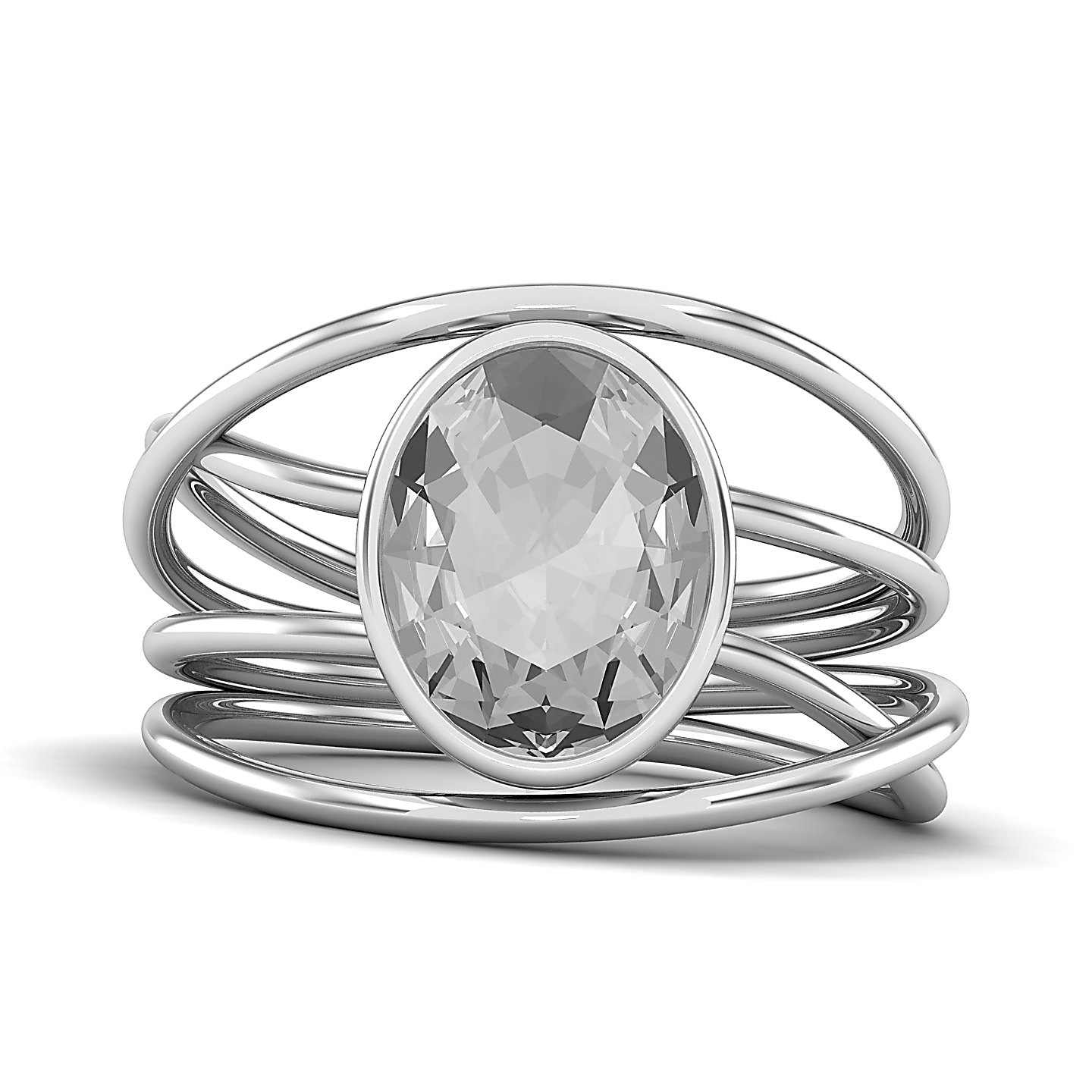 Galaxy Swirling Band White Sapphire Ring