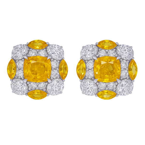Geometric Glam Yellow Sapphire stud earrings