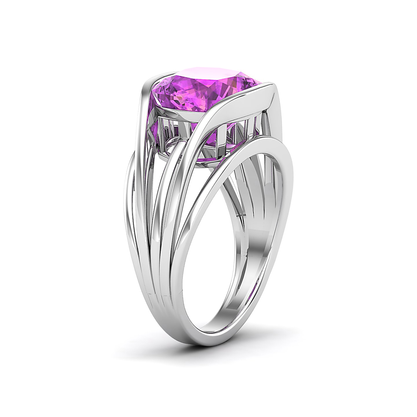 Gloriuos Multistrand Pink Sapphire Ring