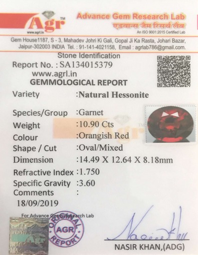 Hessonite (Gomed) - 10.90 Carat