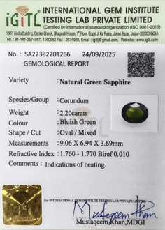 Green sapphire - 2.2 Carat