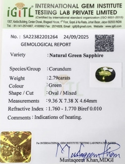 Green sapphire - 2.79 Carat
