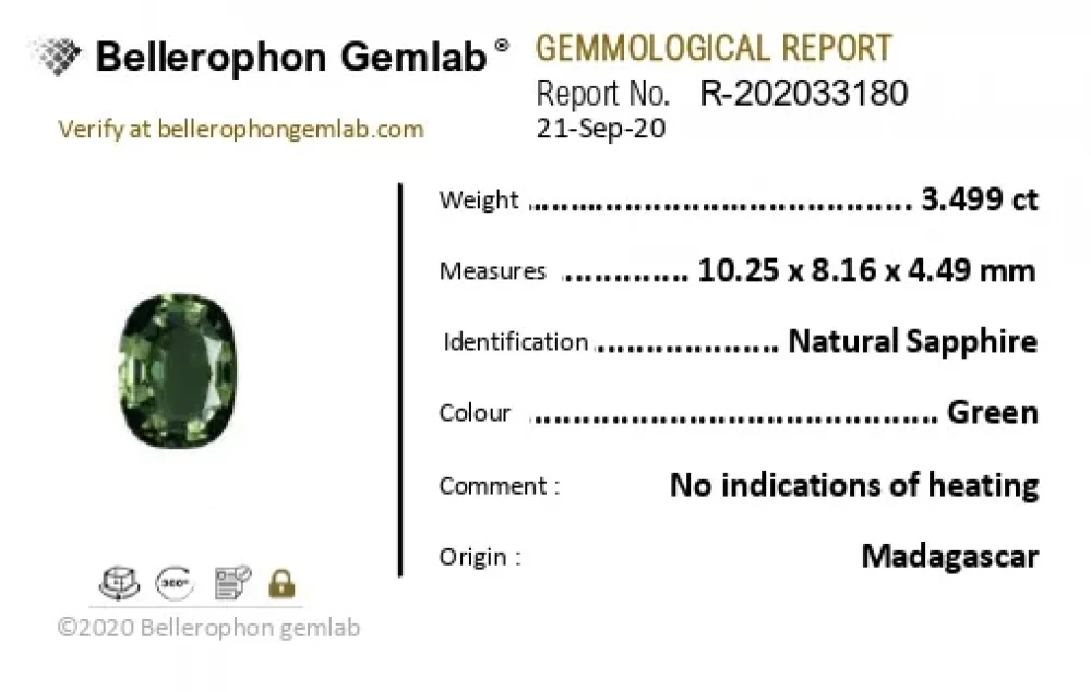 Green sapphire - 3.49 Carat