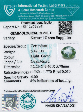 Green sapphire - 6.42 Carat