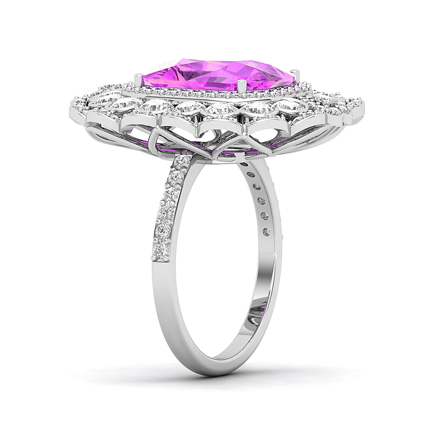 Halo Array Pink Sapphire Ring