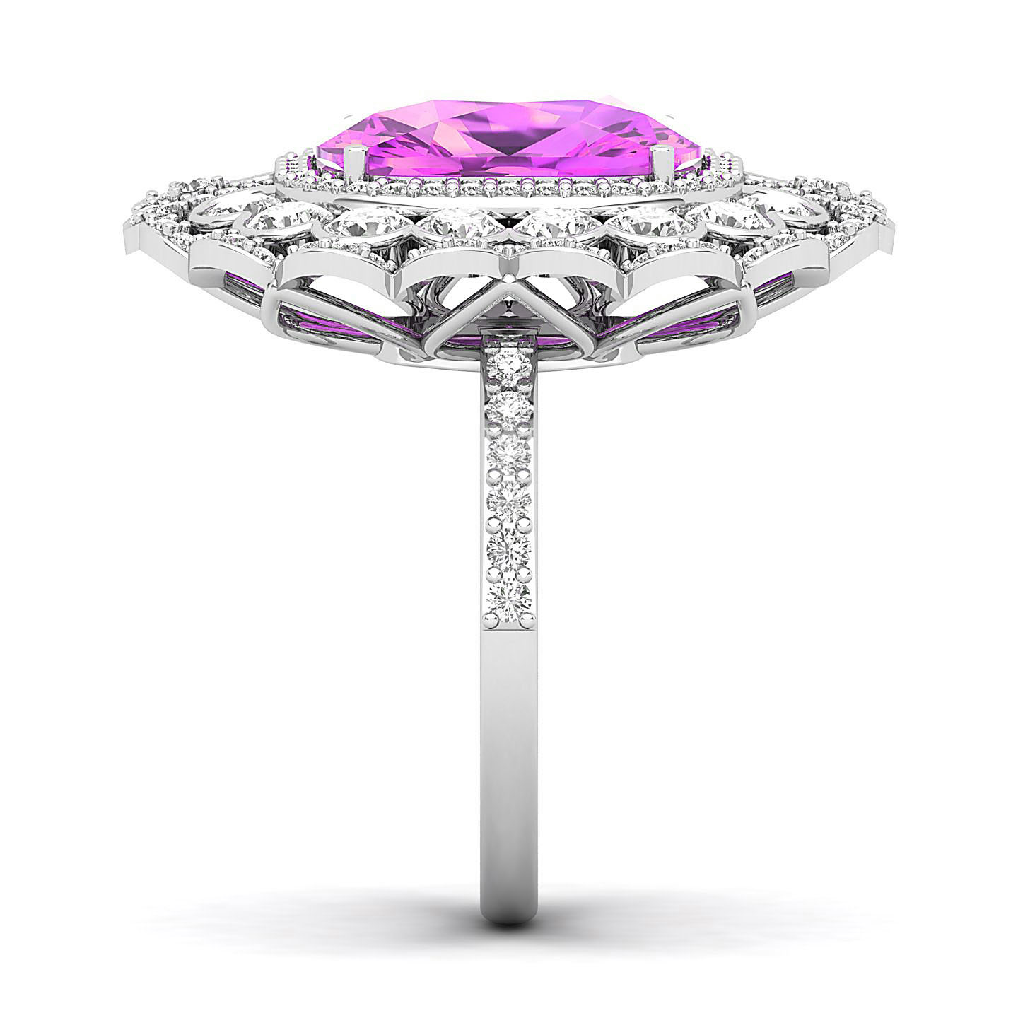 Halo Array Pink Sapphire Ring