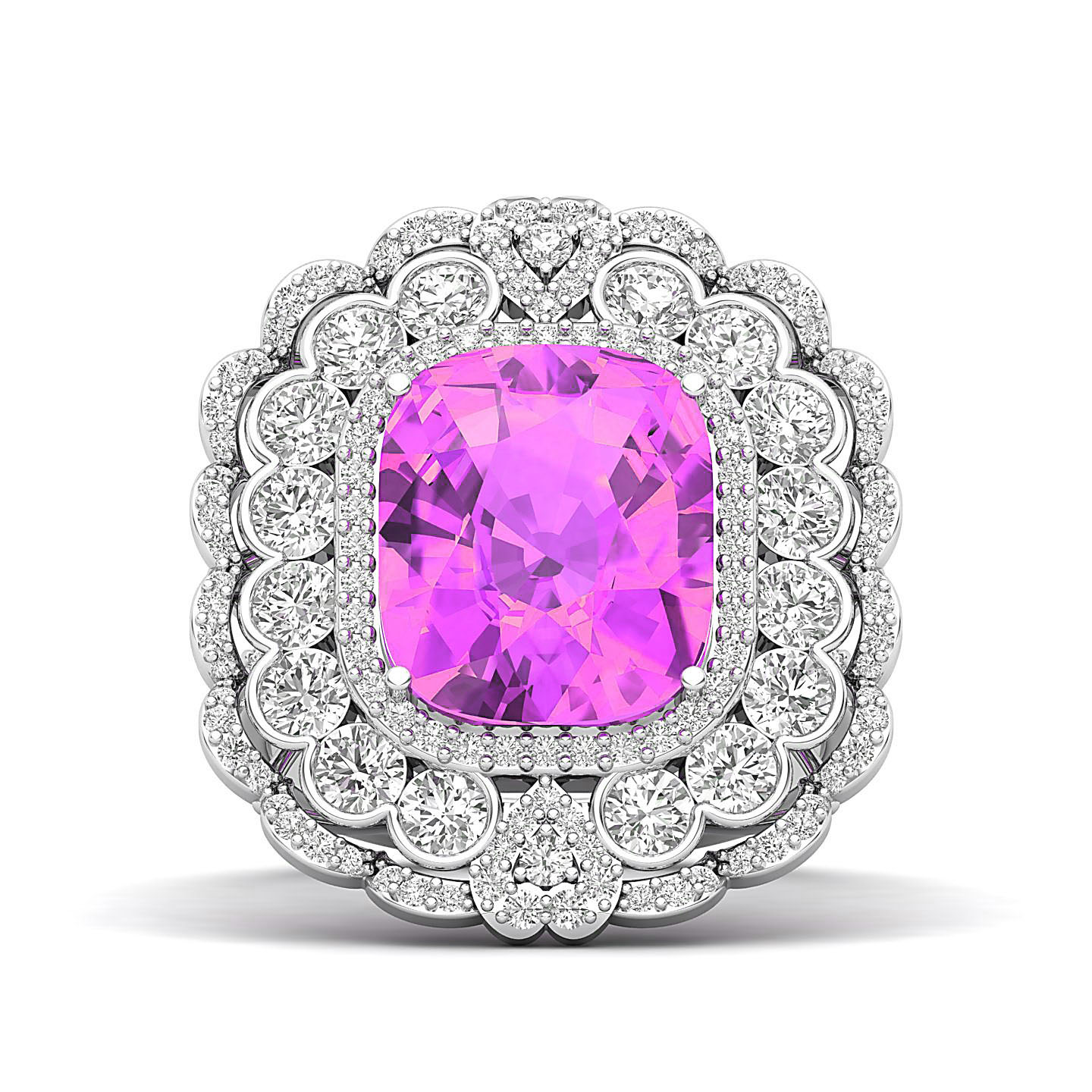 Halo Array Pink Sapphire Ring