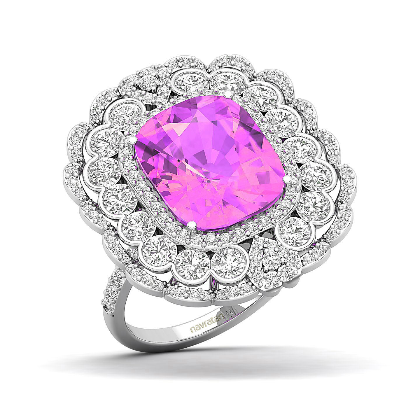 Halo Array Pink Sapphire Ring